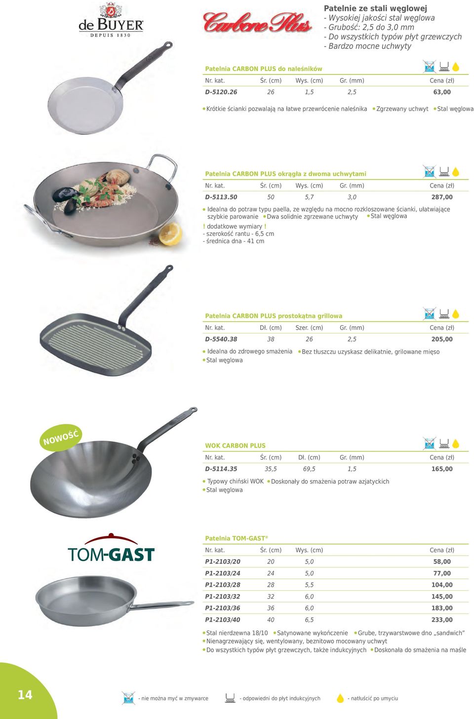 50 50 5,7 3,0 287,00 Idealna do potraw typu paella, ze względu na mocno rozkloszowane ścianki, ułatwiające szybkie parowanie! dodatkowe wymiary!