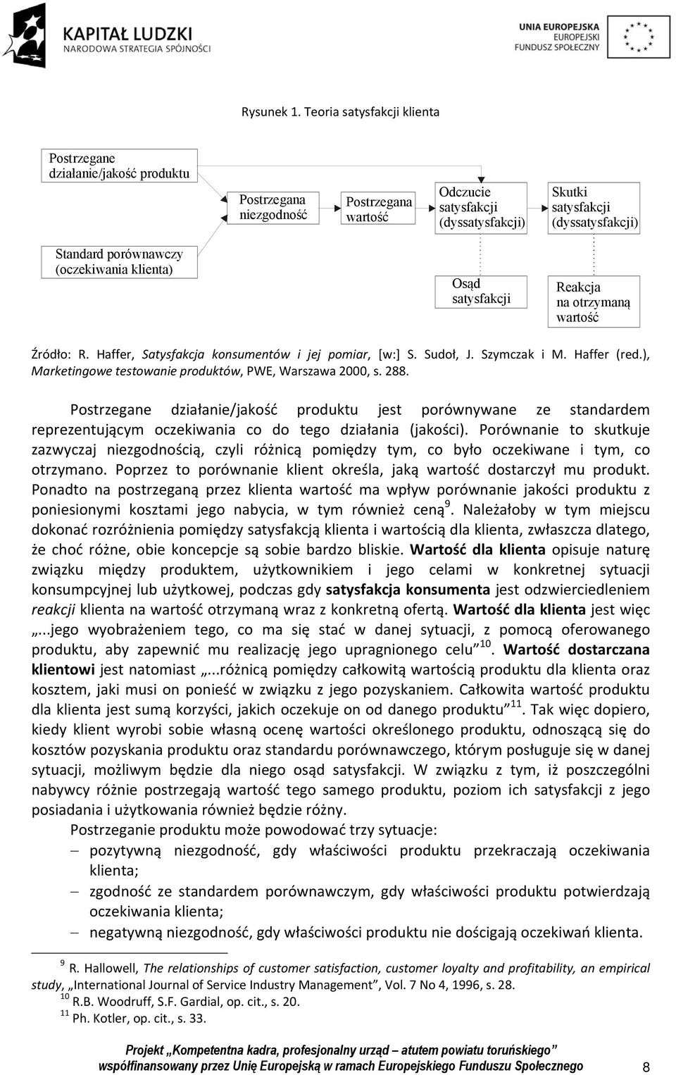 porównawczy (oczekiwania klienta) Osąd satysfakcji Reakcja na otrzymaną wartość Źródło: R. Haffer, Satysfakcja konsumentów i jej pomiar, [w:] S. Sudoł, J. Szymczak i M. Haffer (red.