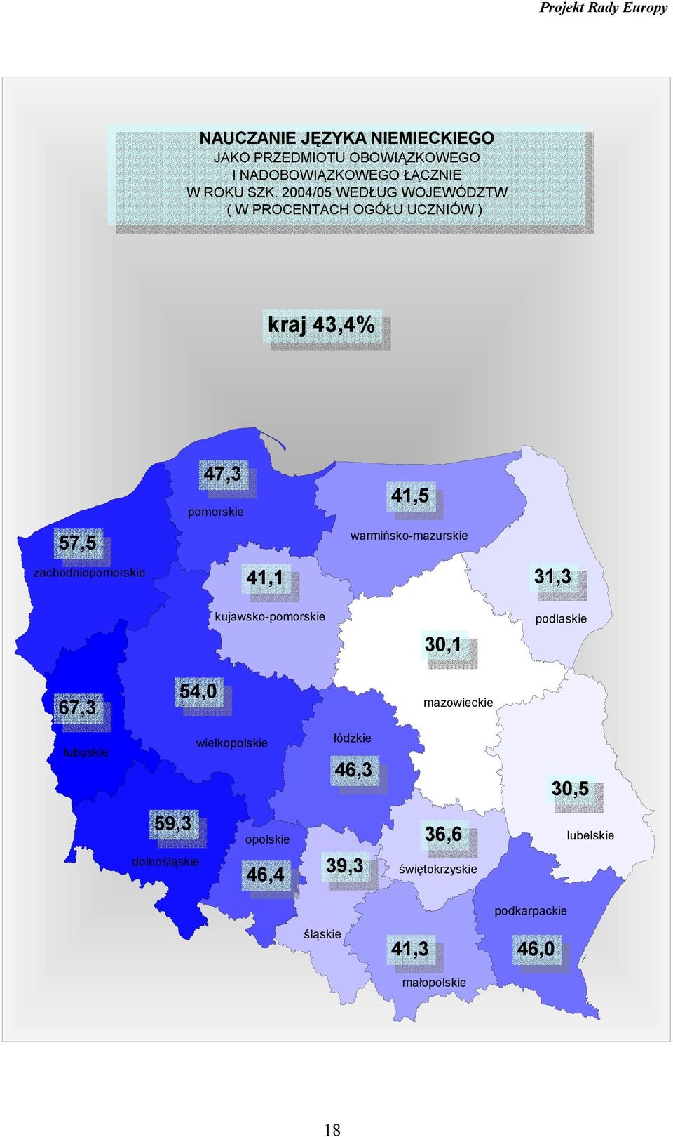 zachodniopomorskie 41,1 31,3 kujawsko-pomorskie 30,1 podlaskie 67,3 54,0 mazowieckie lubuskie wielkopolskie