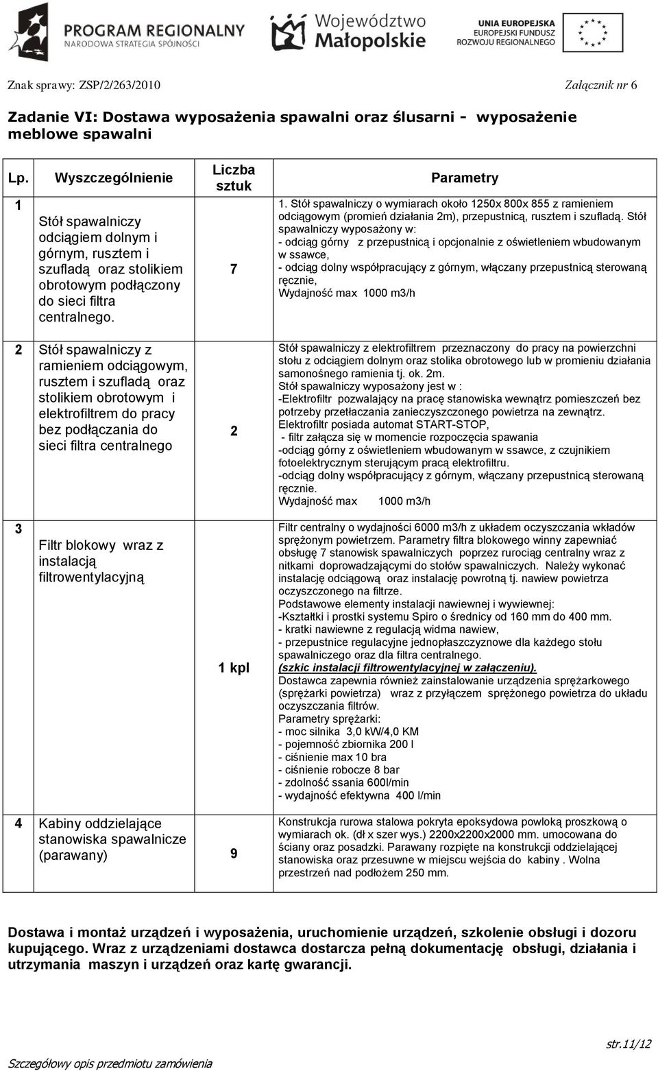 Stół spawalniczy o wymiarach około 50x 800x 855 z ramieniem odciągowym (promień działania m), przepustnicą, rusztem i szufladą.