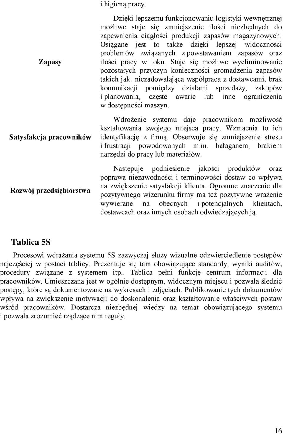 zapasów magazynowych. Osiągane jest to także dzięki lepszej widoczności problemów związanych z powstawaniem zapasów oraz ilości pracy w toku.