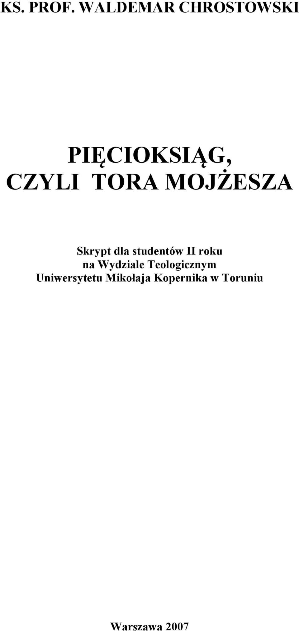 TORA MOJŻESZA Skrypt dla studentów II roku