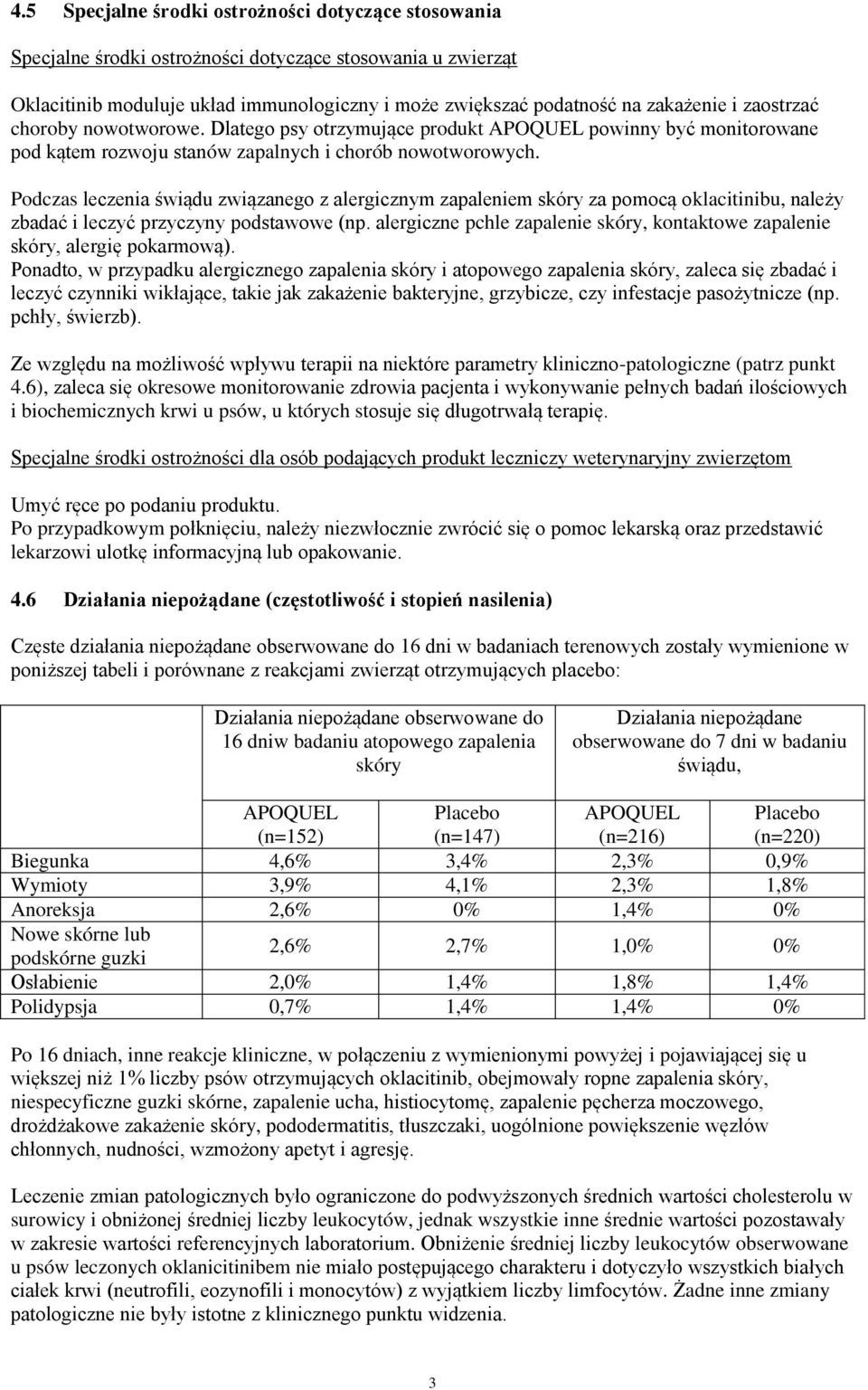 Podczas leczenia świądu związanego z alergicznym zapaleniem skóry za pomocą oklacitinibu, należy zbadać i leczyć przyczyny podstawowe (np.