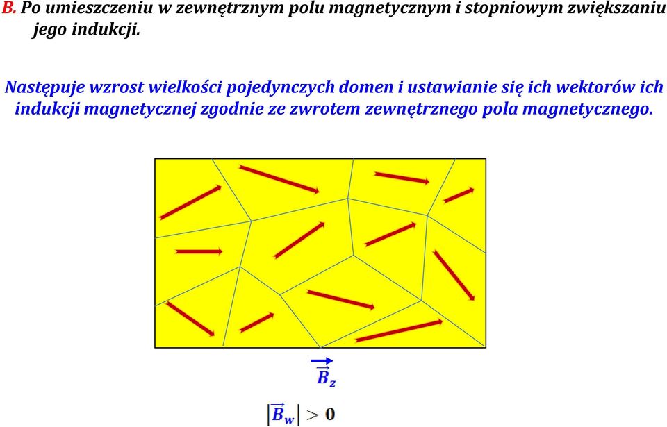 Następuje wzrost wielkości pojedynczych domen i ustawianie