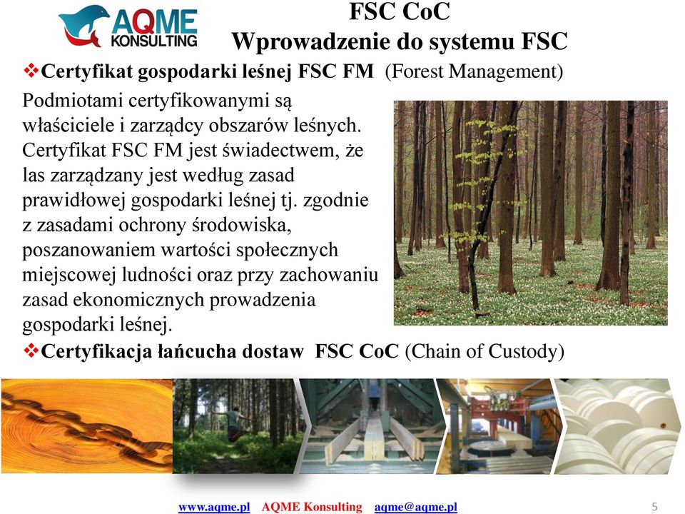 Certyfikat FSC FM jest świadectwem, że las zarządzany jest według zasad prawidłowej gospodarki leśnej tj.