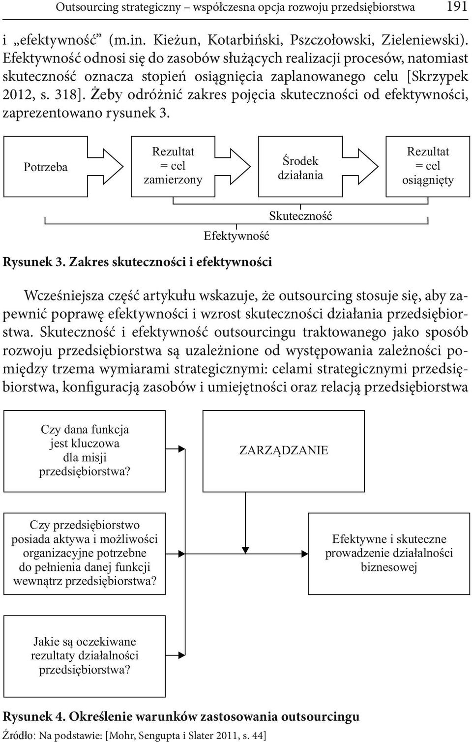 Żeby odróżnić zakres pojęcia skuteczności od efektywności, zaprezentowano rysunek 3. Potrzeba Rezultat = cel zamierzony Rezultat = cel osiągnięty Środek działania Skuteczność Efektywność Rysunek 3.