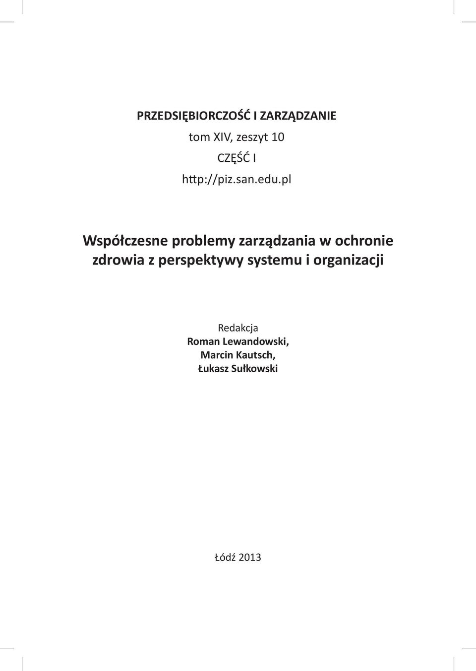 pl Współczesne problemy zarządzania w ochronie zdrowia z