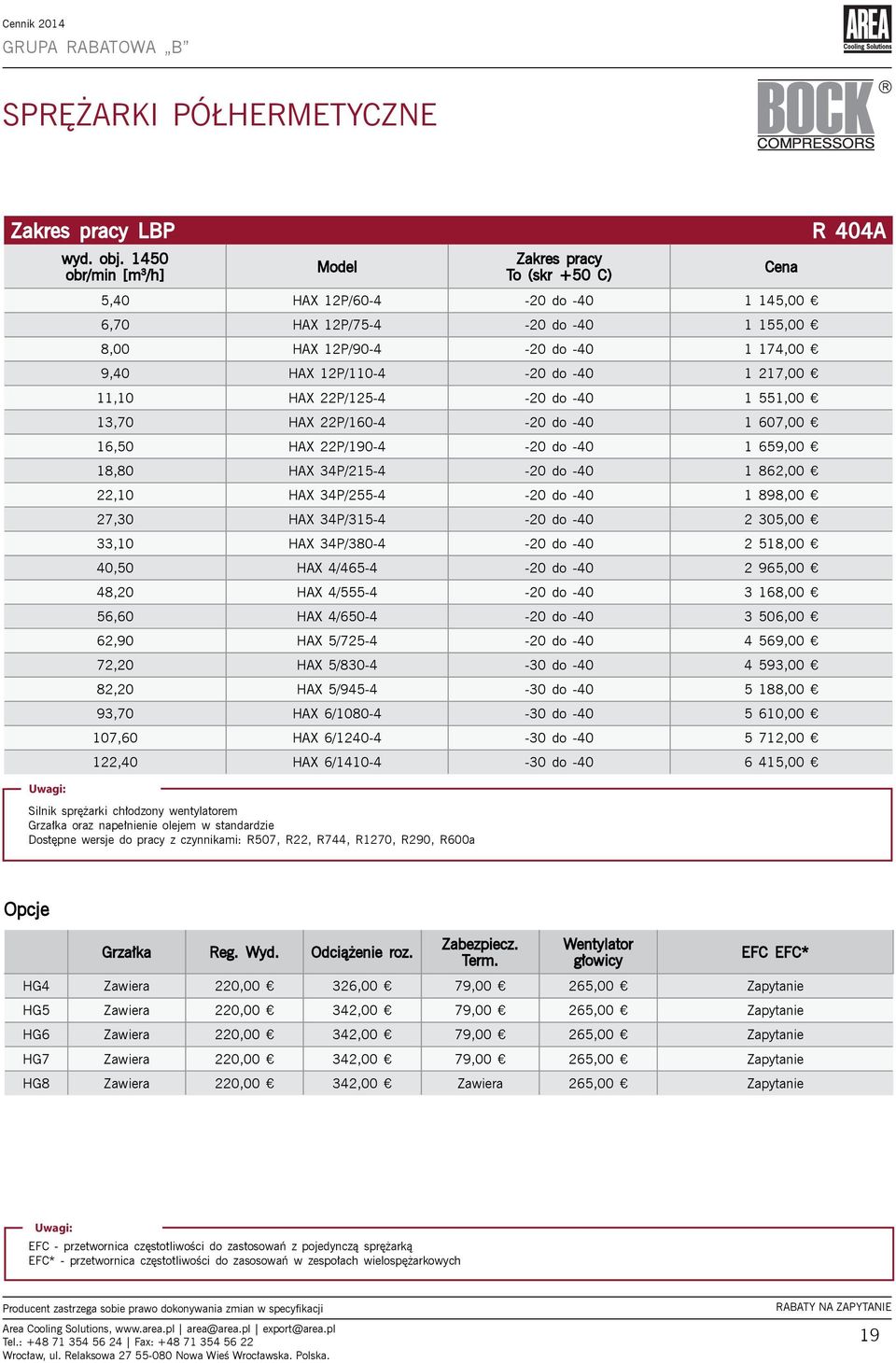 (skr +50 C) 5,40 HAX 12P/60-4 -20 do -40 1 145,00 6,70 HAX 12P/75-4 -20 do -40 1 155,00 8,00 HAX 12P/90-4 -20 do -40 1 174,00 9,40 HAX 12P/110-4 -20 do -40 1 217,00 11,10 HAX 22P/125-4 -20 do -40 1