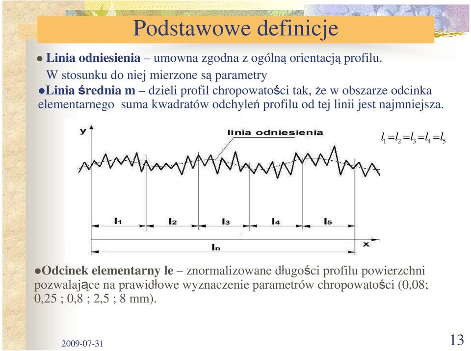 elementarnego suma kwadratów odchyleń profilu od tej linii jest najmniejsza.