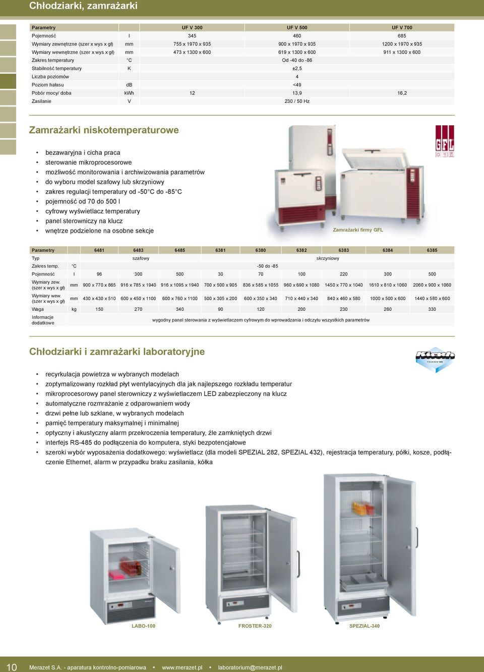 13,9 16,2 Zasilanie V 230 / 50 Hz Zamrażarki niskotemperaturowe bezawaryjna i cicha praca sterowanie mikroprocesorowe możliwość monitorowania i archiwizowania parametrów do wyboru model szafowy lub