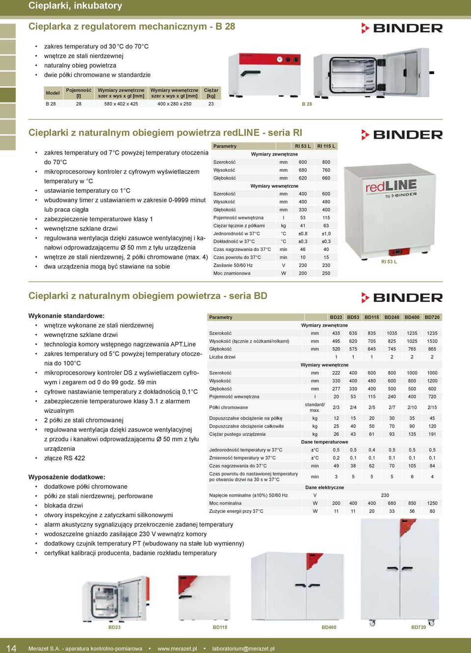 seria RI zakres temperatury od 7 C powyżej temperatury otoczenia do 70 C mikroprocesorowy kontroler z cyfrowym wyświetlaczem temperatury w C ustawianie temperatury co 1 C wbudowany timer z