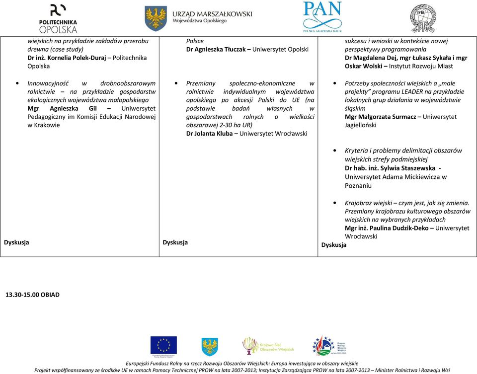 Edukacji Narodowej w Krakowie Polsce Dr Agnieszka Tłuczak Uniwersytet Opolski Przemiany społeczno-ekonomiczne w rolnictwie indywidualnym województwa opolskiego po akcesji Polski do UE (na podstawie