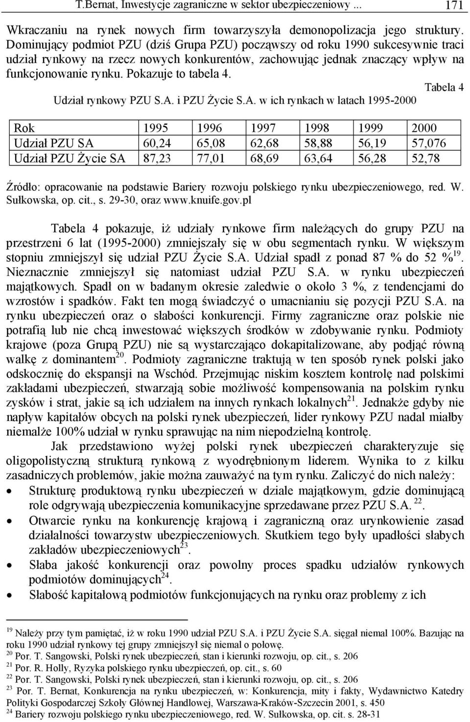 Pokazuje to tabela 4. Tabela 4 Udział rynkowy PZU S.A.