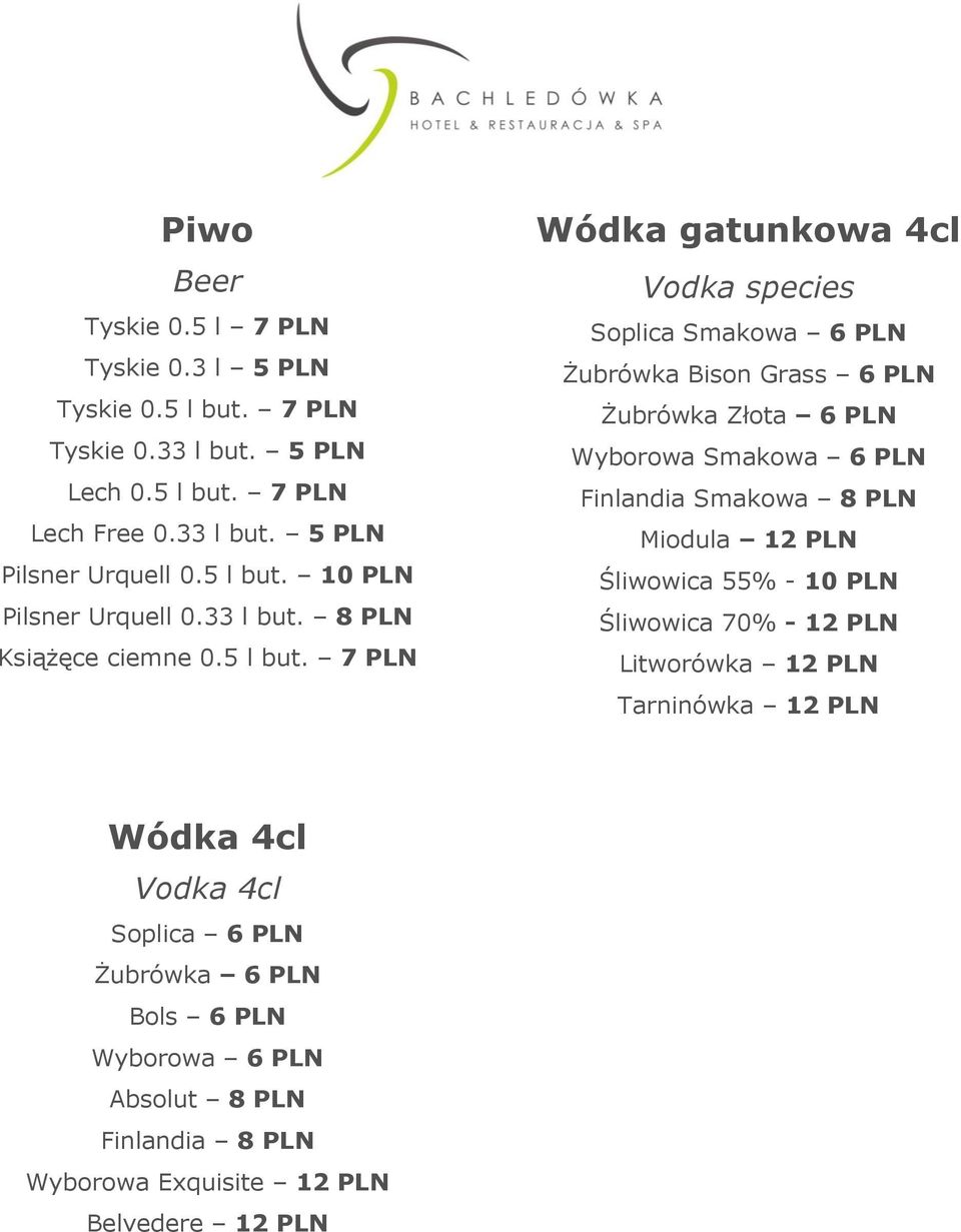 10 PLN Pilsner Urquell 0.33 l but. 8 PLN Książęce ciemne 0.