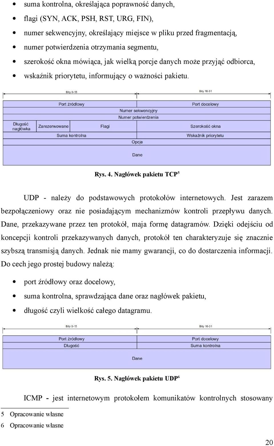 Nagłówek pakietu TCP5 UDP - należy do podstawowych protokołów internetowych. Jest zarazem bezpołączeniowy oraz nie posiadającym mechanizmów kontroli przepływu danych.