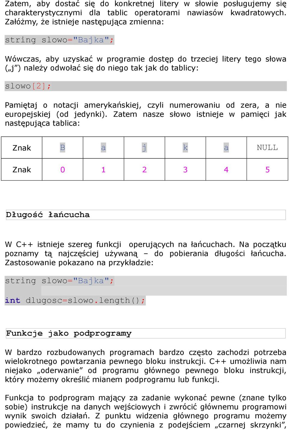 Pamiętaj o notacji amerykańskiej, czyli numerowaniu od zera, a nie europejskiej (od jedynki).