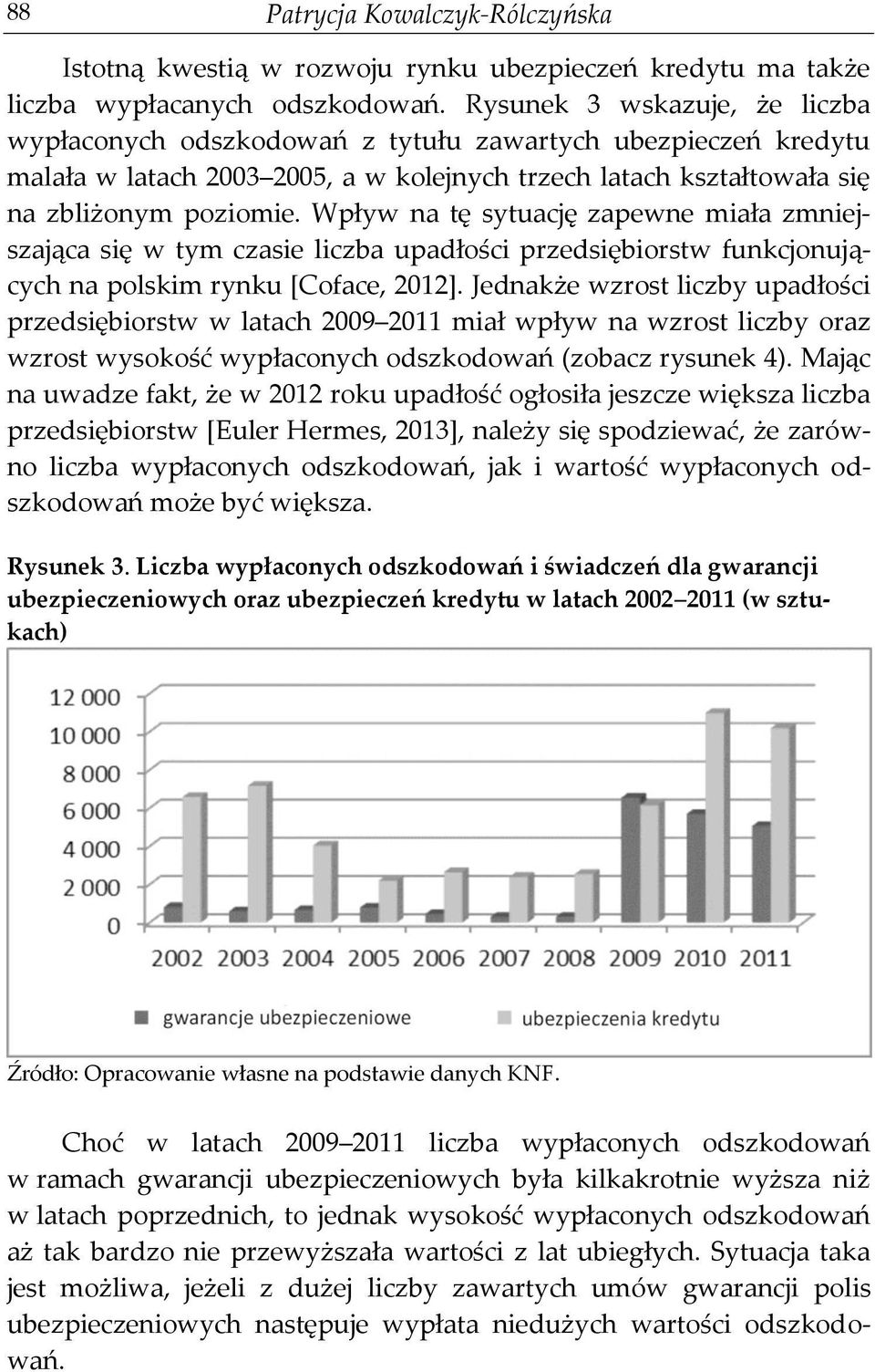 Wpływ na tę sytuację zapewne miała zmniejszająca się w tym czasie liczba upadłości przedsiębiorstw funkcjonujących na polskim rynku [Coface, 2012].