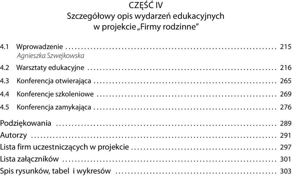 4 Konferencje szkoleniowe.......................................................... 269 4.5 Konferencja zamykająca........................................................... 276 Podziękowania.