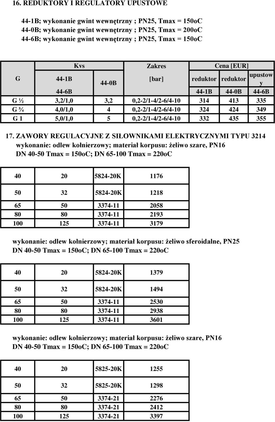 ZAWORY REGULACYJNE Z SIŁOWNIKAMI ELEKTRYCZNYMI TYPU 314 wykonanie: odlew kołnierzowy; materiał korpusu: żeliwo szare, PN16 40-50 Tmax = 150oC; 65-100 Tmax = 0oC 40 0 584-0K 1176 50 3 584-0K 118 65 50