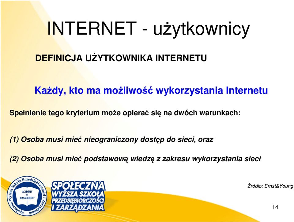 warunkach: (1) Osoba musi mieć nieograniczony dostęp do sieci, oraz (2) Osoba