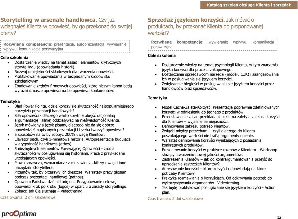 Rozwój umiejętności składowych dla tworzenia opowieści. Praktykowanie opowiadania w bezpiecznym środowisku szkoleniowym.