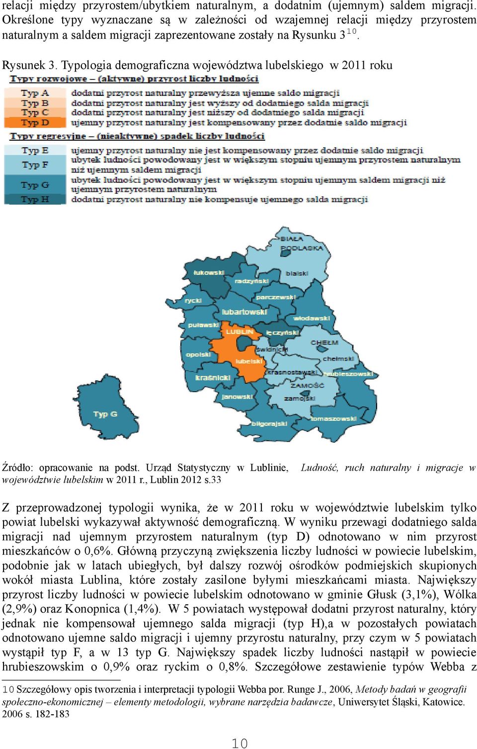 Typologia demograficzna województwa lubelskiego w 2011 roku Źródło: opracowanie na podst. Urząd Statystyczny w Lublinie, województwie lubelskim w 2011 r., Lublin 2012 s.