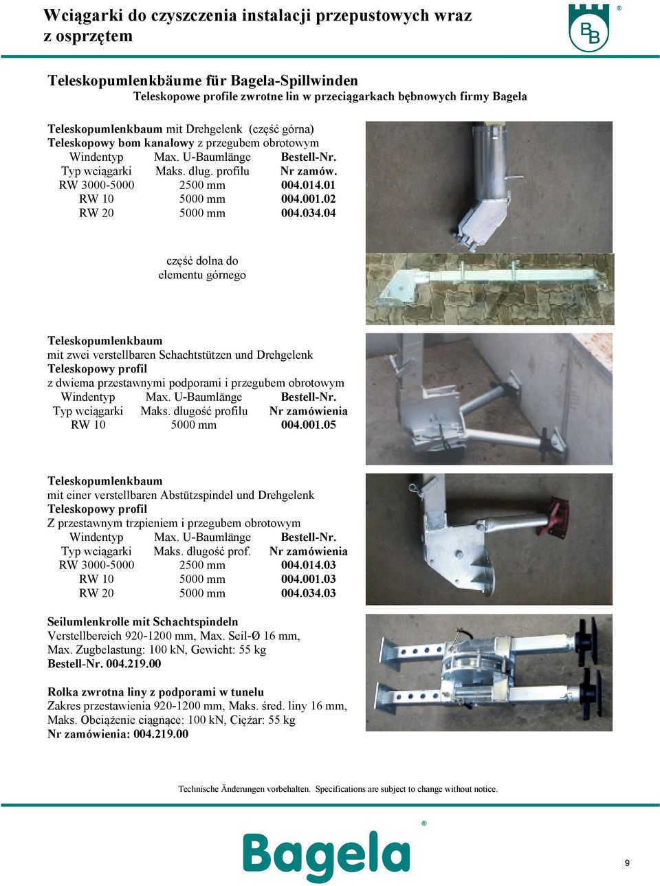 04 część dolna do elementu górnego Teleskopumlenkbaum mit zwei verstellbaren Schachtstützen und Drehgelenk Teleskopowy profil z dwiema przestawnymi podporami i przegubem obrotowym Windentyp Typ