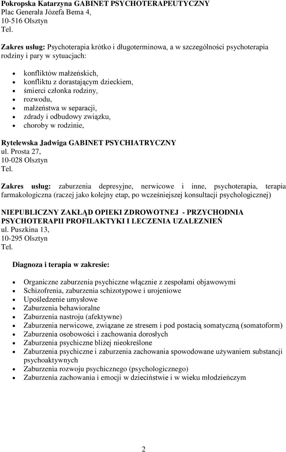 GABINET PSYCHIATRYCZNY ul.