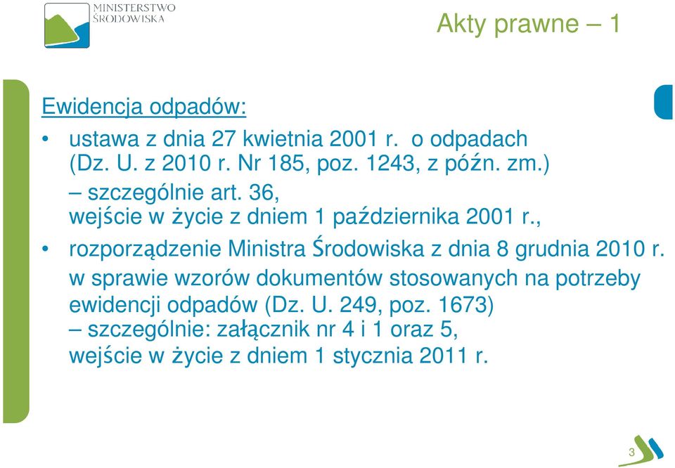 , rozporządzenie Ministra Środowiska z dnia 8 grudnia 2010 r.