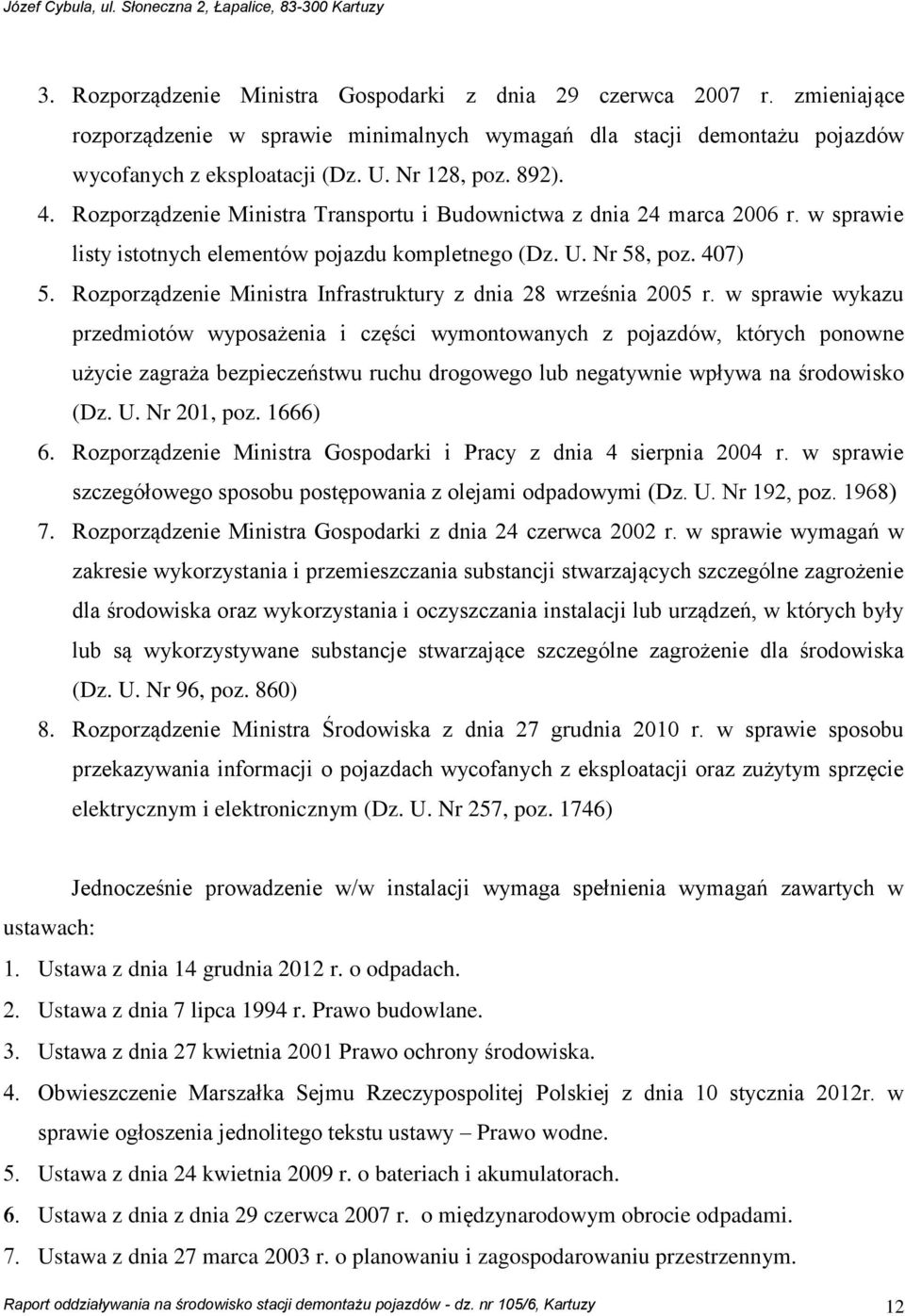 Rozporządzenie Ministra Infrastruktury z dnia 28 września 2005 r.