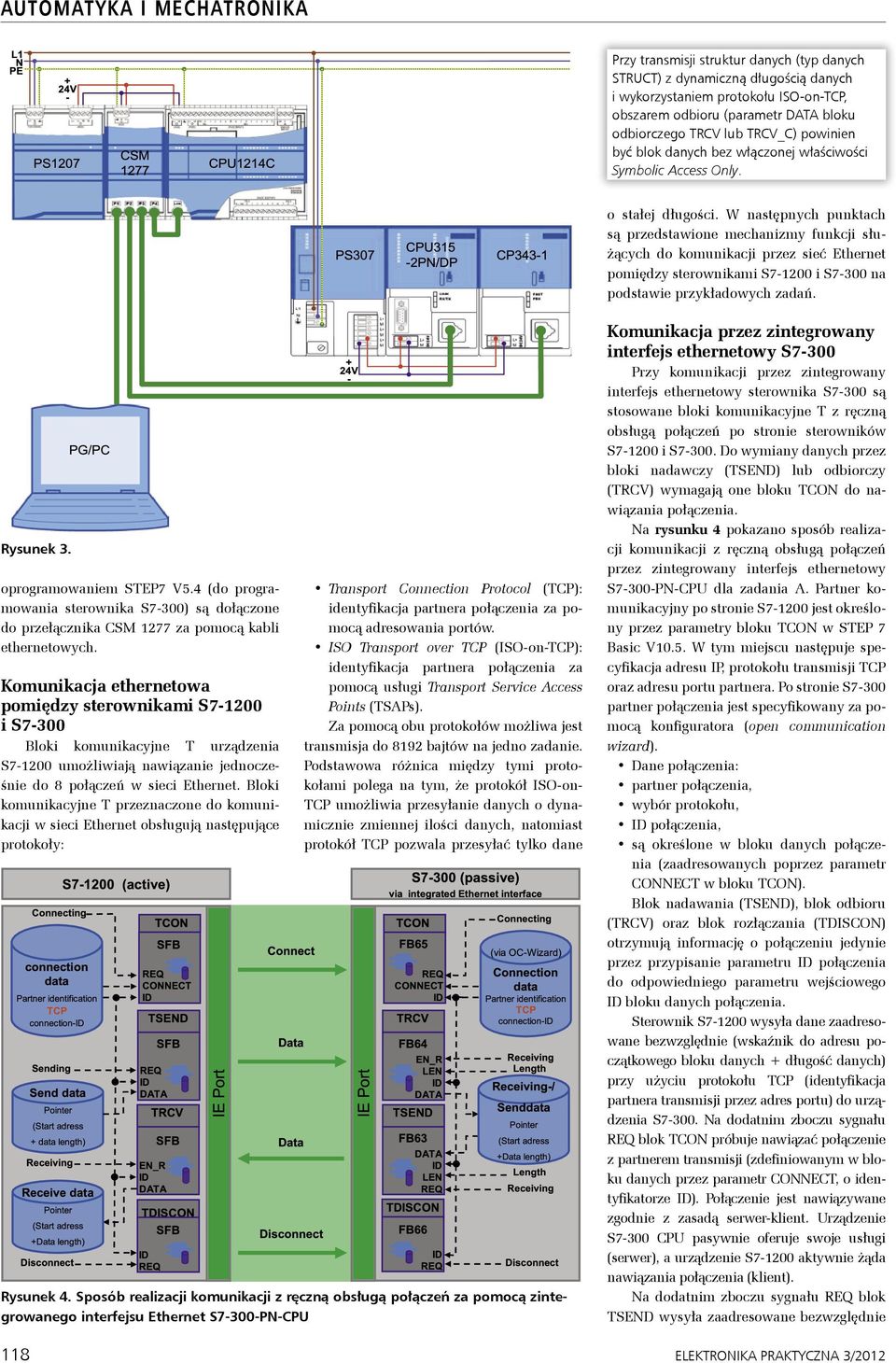 W następnych punktach są przedstawione mechanizmy funkcji służących do komunikacji przez sieć Ethernet pomiędzy sterownikami S7-1200 i S7-300 na podstawie przykładowych zadań. Rysunek 3.