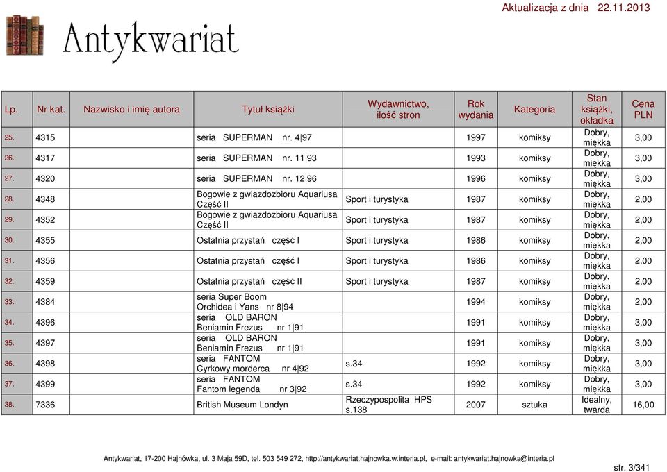 4355 Ostatnia przystań część I Sport i turystyka 1986 komiksy 31. 4356 Ostatnia przystań część I Sport i turystyka 1986 komiksy 32. 4359 Ostatnia przystań część II Sport i turystyka 1987 komiksy 33.