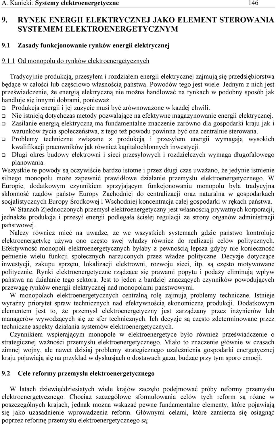 Zasady funkcjonowanie rynków energii elektrycznej 9.1.