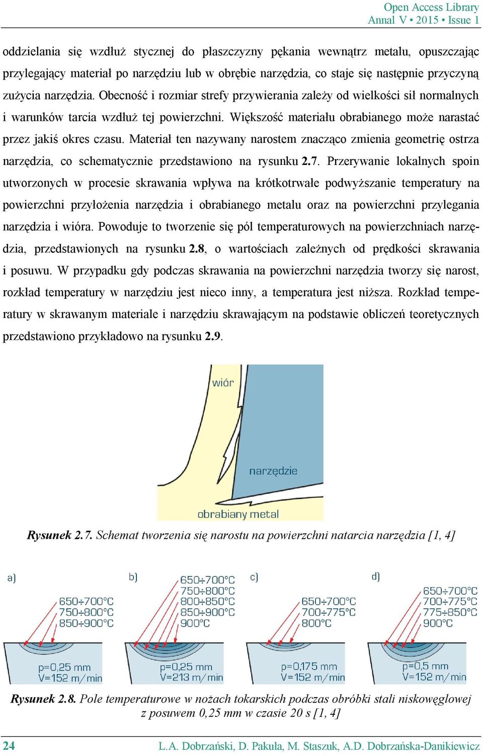 Większość materiału obrabianego może narastać przez jakiś okres czasu. Materiał ten nazywany narostem znacząco zmienia geometrię ostrza narzędzia, co schematycznie przedstawiono na rysunku 2.7.