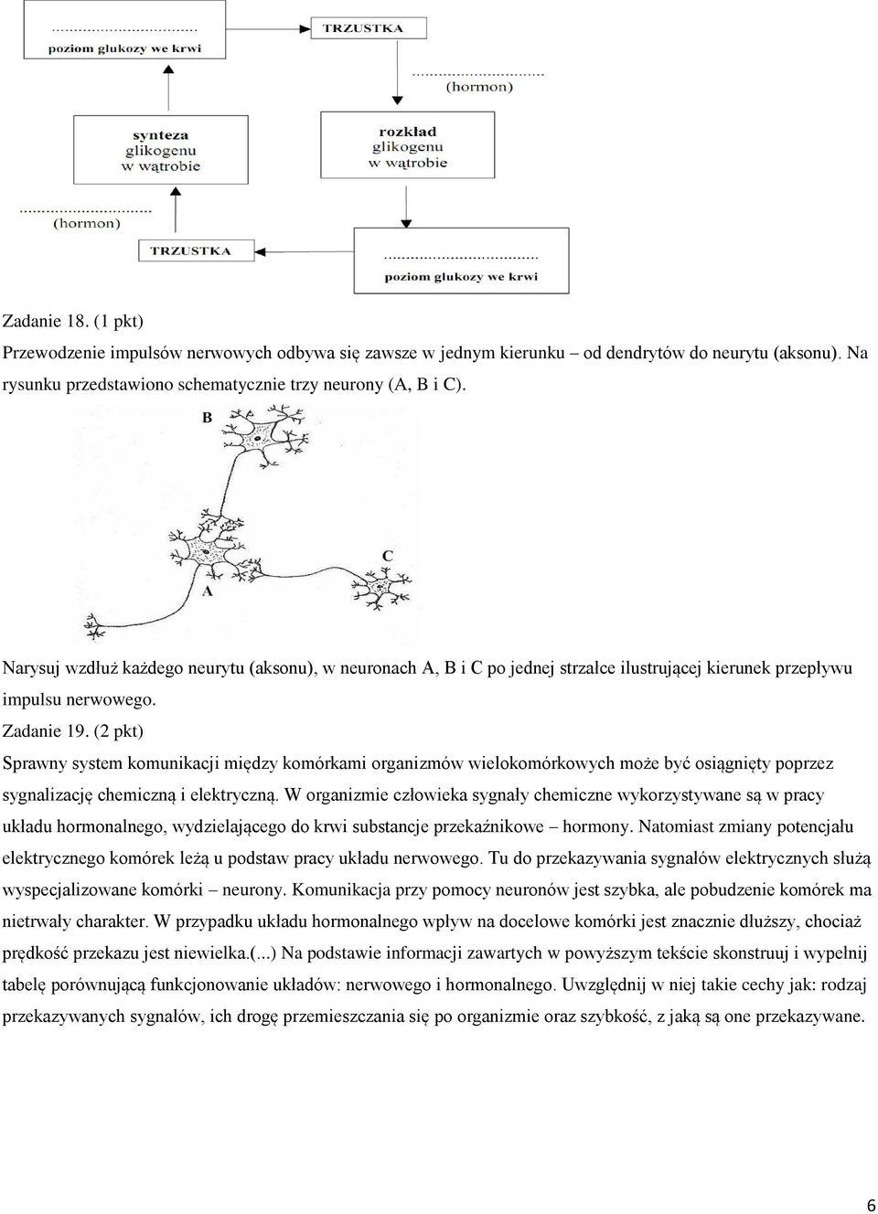 (2 pkt) Sprawny system komunikacji między komórkami organizmów wielokomórkowych może być osiągnięty poprzez sygnalizację chemiczną i elektryczną.