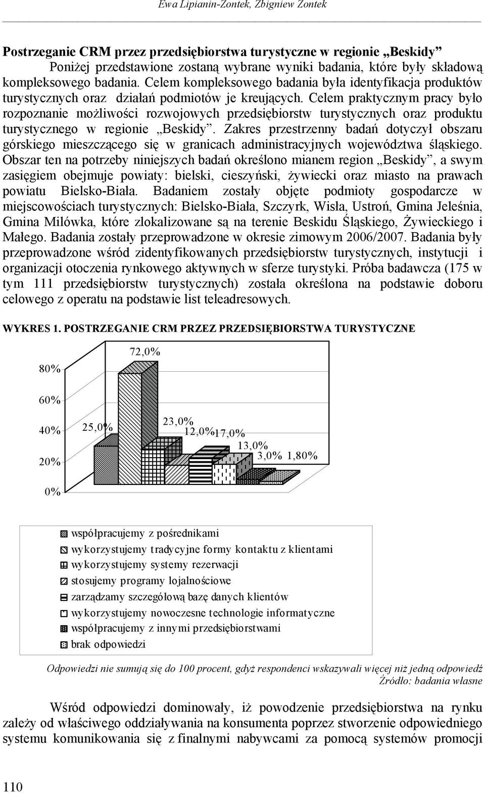 Celem praktycznym pracy było rozpoznanie możliwości rozwojowych przedsiębiorstw turystycznych oraz produktu turystycznego w regionie Beskidy.