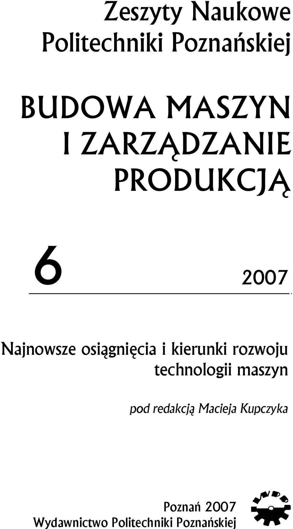 kierunki rozwoju technologii maszyn pod redakcją