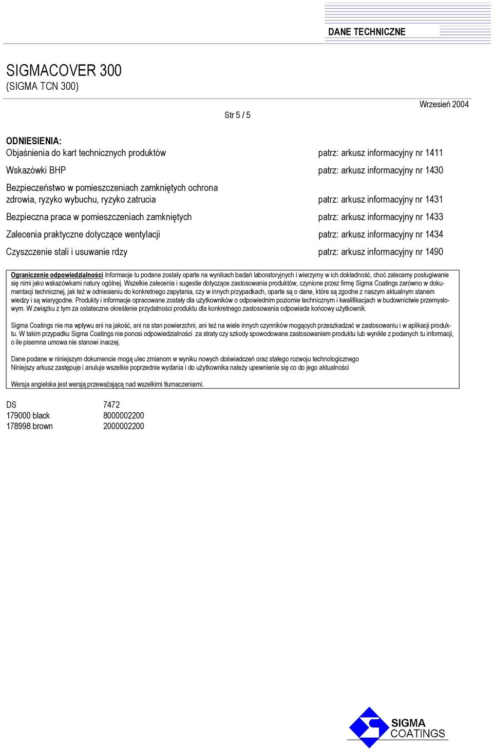 dotyczące wentylacji patrz: arkusz informacyjny nr 1434 Czyszczenie stali i usuwanie rdzy patrz: arkusz informacyjny nr 1490 Ograniczenie odpowiedzialności Informacje tu podane zostały oparte na