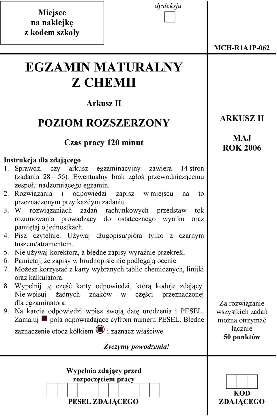 3. W rozwiązaniach zadań rachunkowych przedstaw tok rozumowania prowadzący do ostatecznego wyniku oraz pamiętaj o jednostkach. 4. Pisz czytelnie.