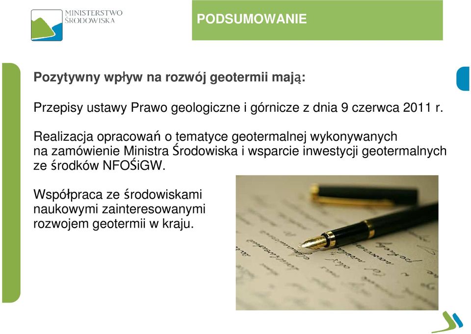 Realizacja opracowań o tematyce geotermalnej wykonywanych na zamówienie Ministra