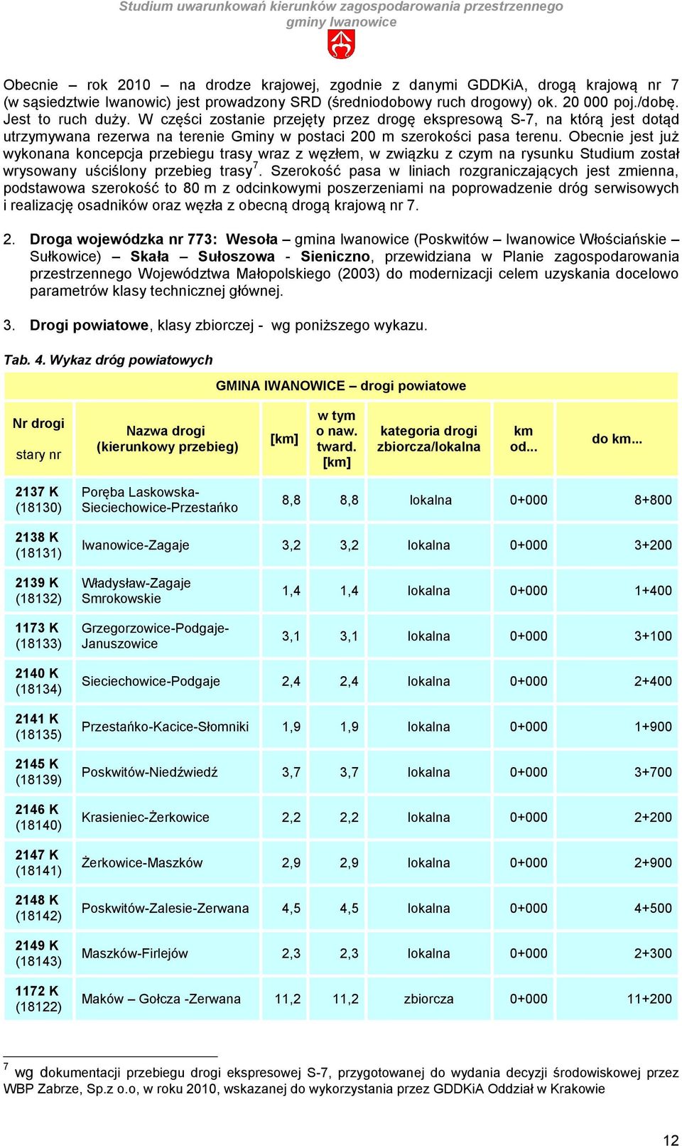 Obecnie jest już wykonana koncepcja przebiegu trasy wraz z węzłem, w związku z czym na rysunku Studium został wrysowany uściślony przebieg trasy 7.