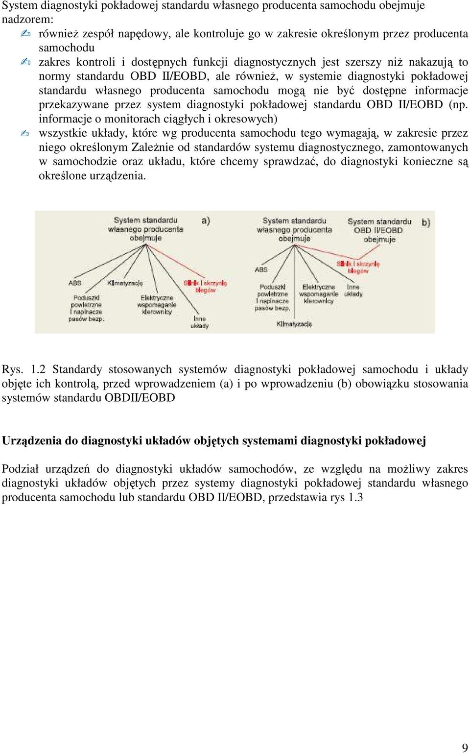 dostępne informacje przekazywane przez system diagnostyki pokładowej standardu OBD II/EOBD (np.