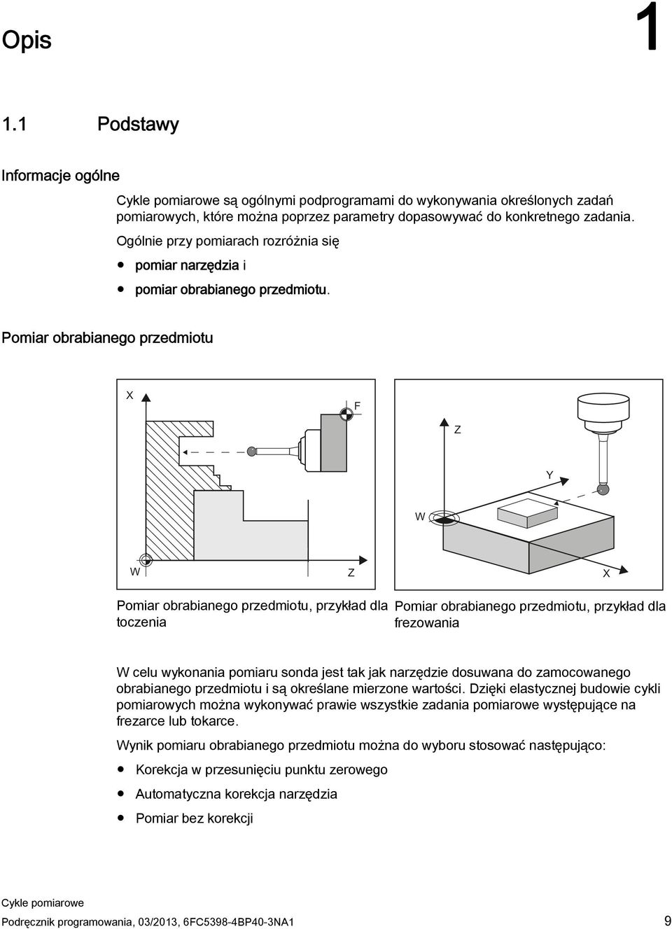 Pomiar obrabianego przedmiotu Pomiar obrabianego przedmiotu, przykład dla toczenia Pomiar obrabianego przedmiotu, przykład dla frezowania W celu wykonania pomiaru sonda jest tak jak narzędzie