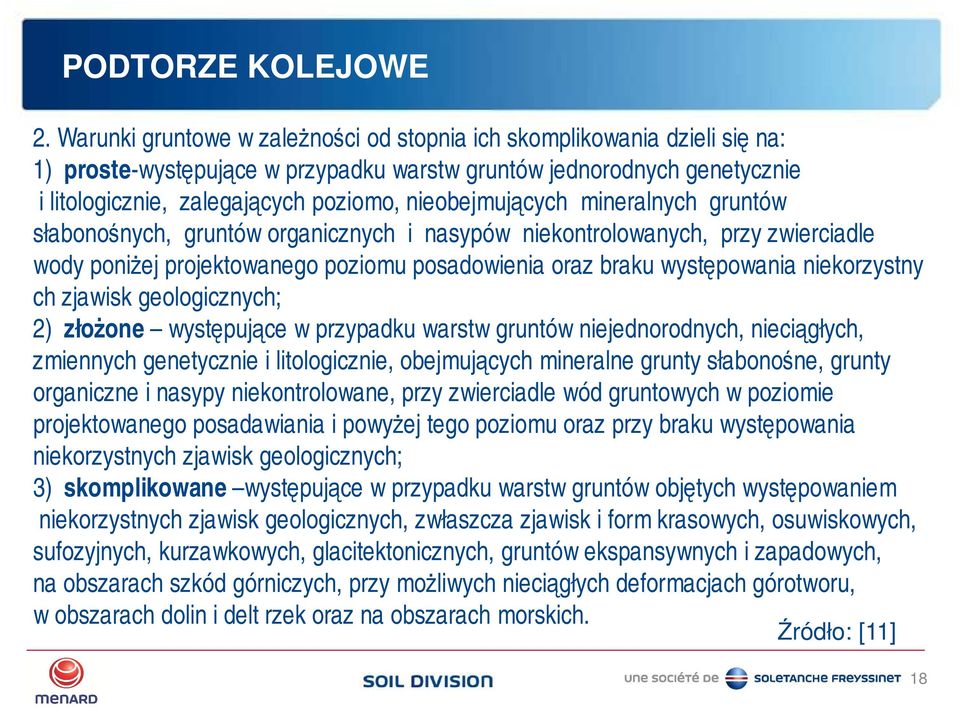 nieobejmujących mineralnych gruntów słabonośnych, gruntów organicznych i nasypów niekontrolowanych, przy zwierciadle wody poniżej projektowanego poziomu posadowienia oraz braku występowania