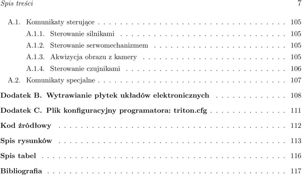 Wytrawianie płytek układów elektronicznych............. 108 Dodatek C. Plik konfiguracyjny programatora: triton.cfg.............. 111 Kod źródłowy......................................... 112 Spis rysunków.