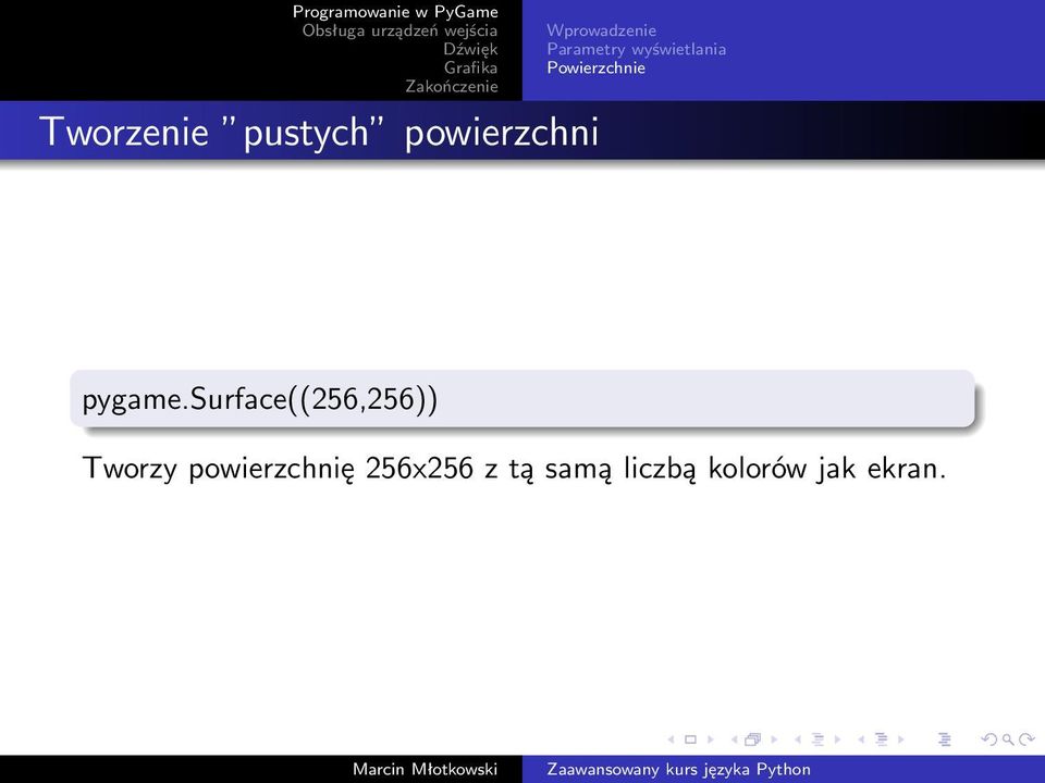 Powierzchnie pygame.