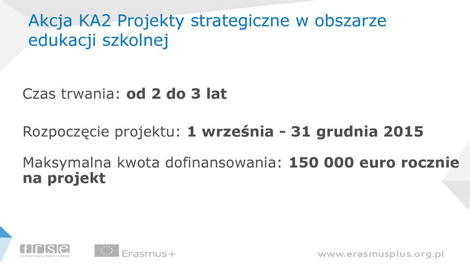 Rozpoczęcie projektu: 1 września - 31 grudnia 2015