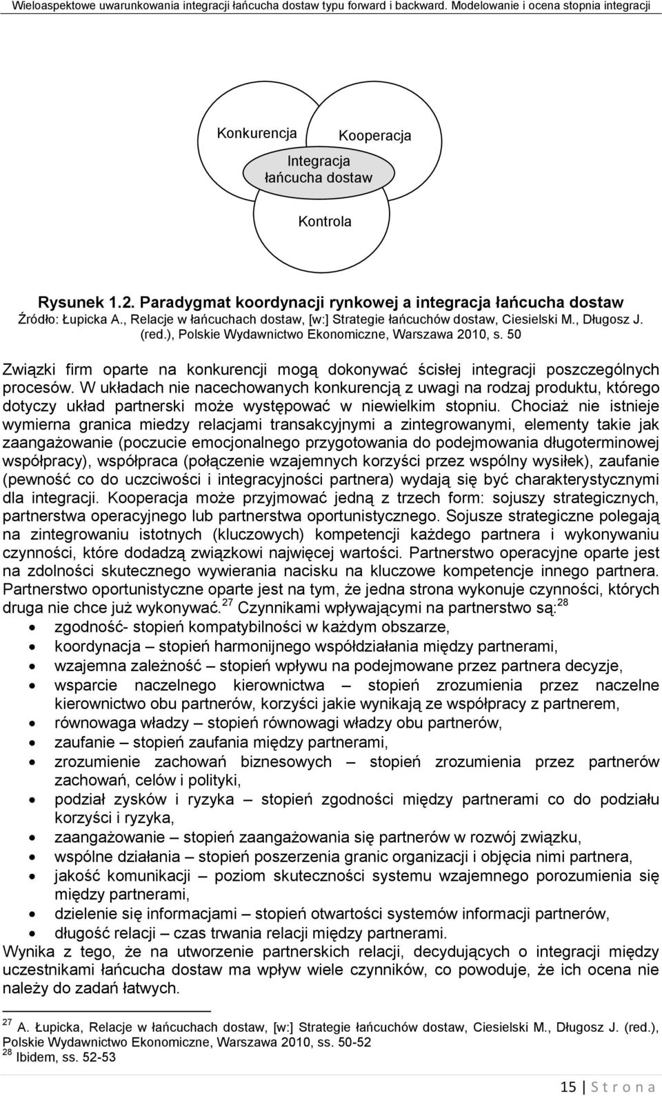 50 Związki firm oparte na konkurencji mogą dokonywać ścisłej integracji poszczególnych procesów.