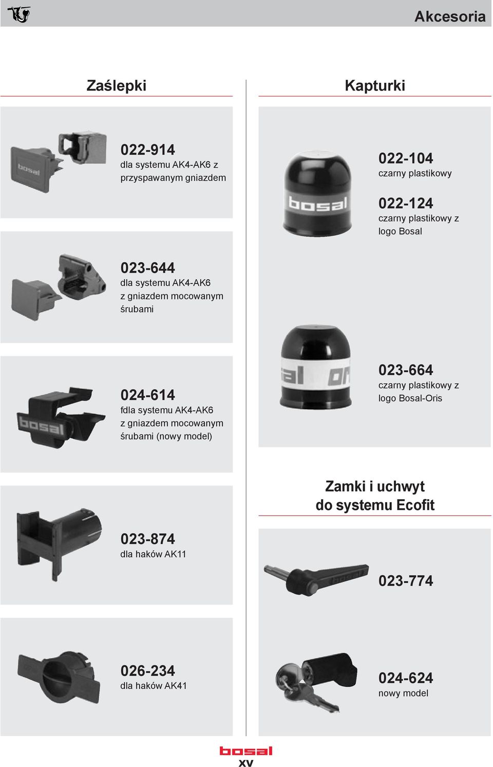 fdla systemu AK4-AK6 z gniazdem mocowanym śrubami (nowy model) 023-664 czarny plastikowy z logo Bosal-Oris