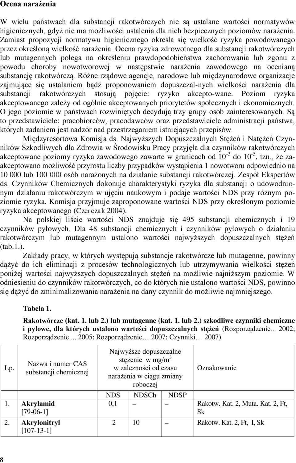 Ocena ryzyka zdrowotnego dla substancji rakotwórczych lub mutagennych polega na określeniu prawdopodobieństwa zachorowania lub zgonu z powodu choroby nowotworowej w następstwie narażenia zawodowego